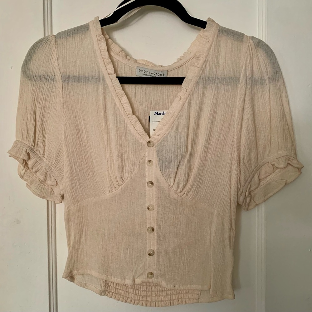 New With Tags Marshalls Cream Ruffle Top – Feminine Top